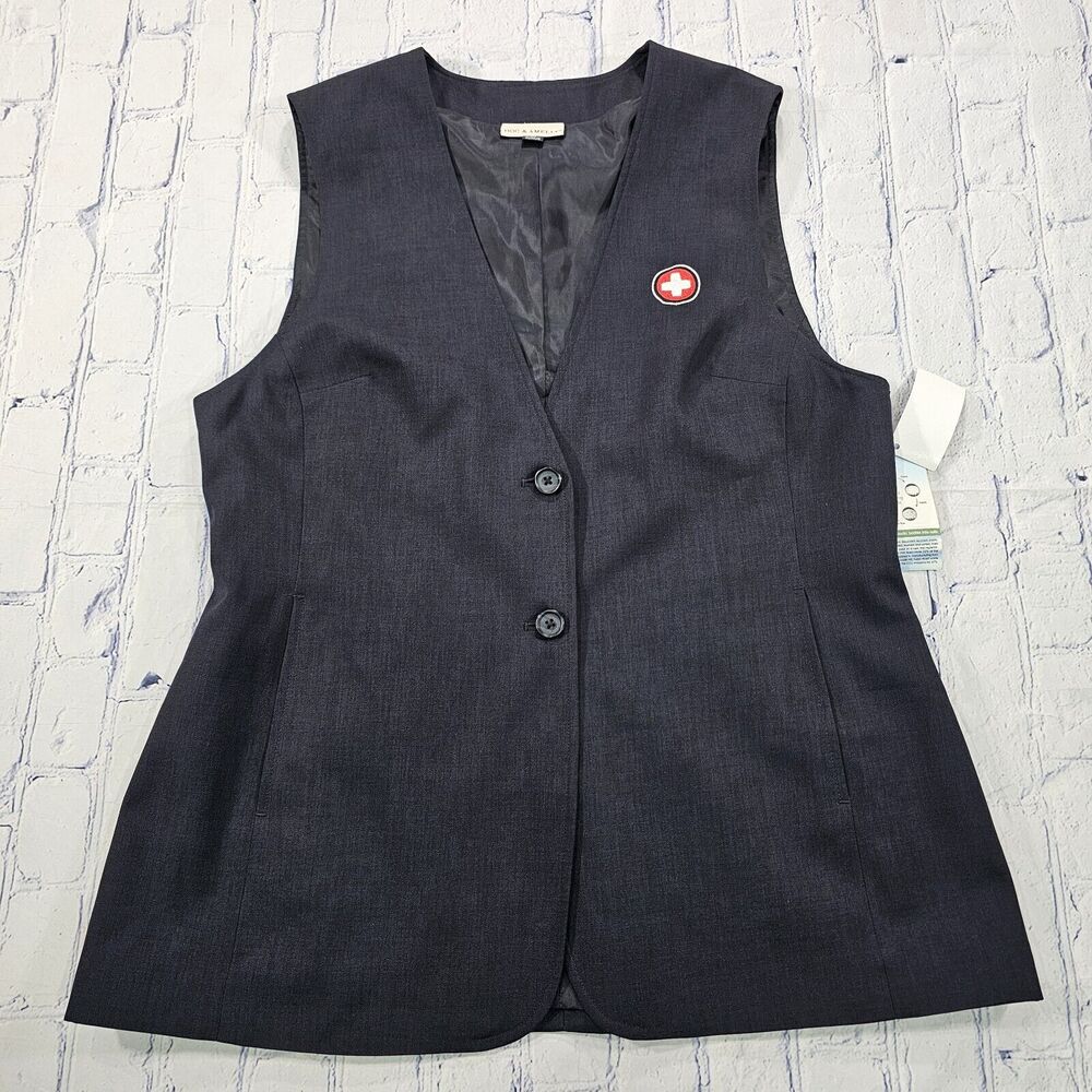 Doc & Amelia MENS SIZE M Gray Polyester Button Medical Vest